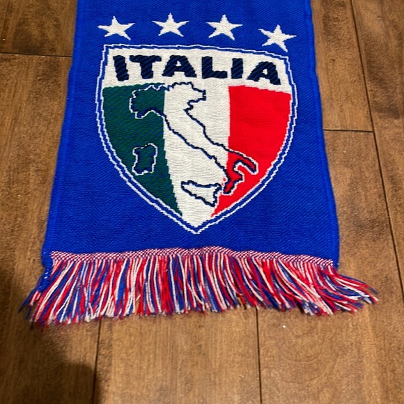 (2/$40) Forza Azzurri Italia Fringe Trim Knit Scarf  Made in Portugal - Picture 3 of 6